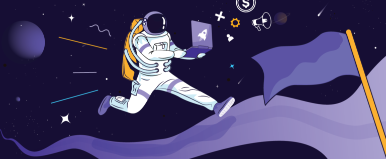 illustration of a blog post: Four Hot Digital Marketing Careers of 2021 | Galactic Fed