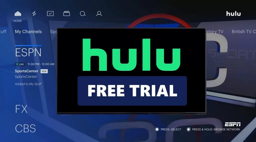 an image with Hulu Free Trial caption on it